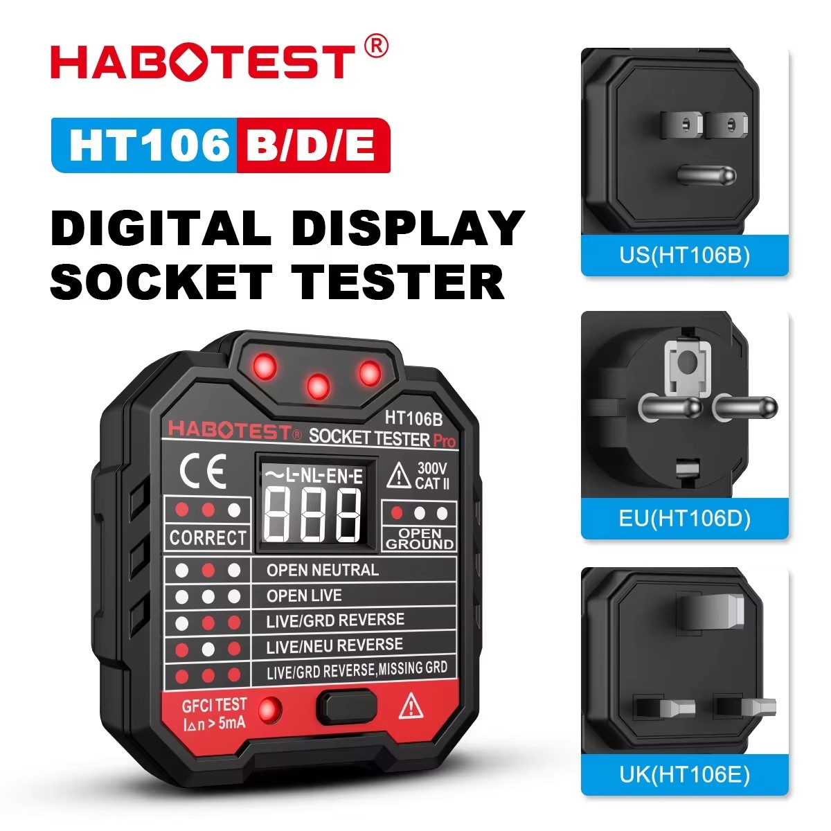 Smart Home Europe - HT106 Digital Socket Tester Pro Voltage