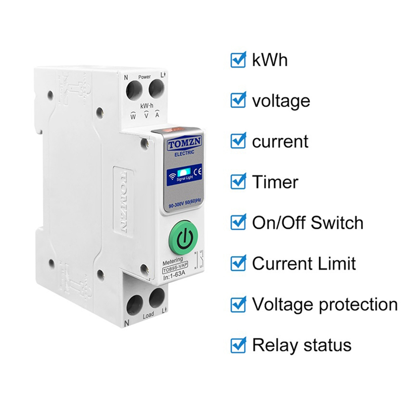 Smart Energy Monitor - ABDE-TOMZN TOB9S-VAP TUYA Smartlife 63A 1P+N