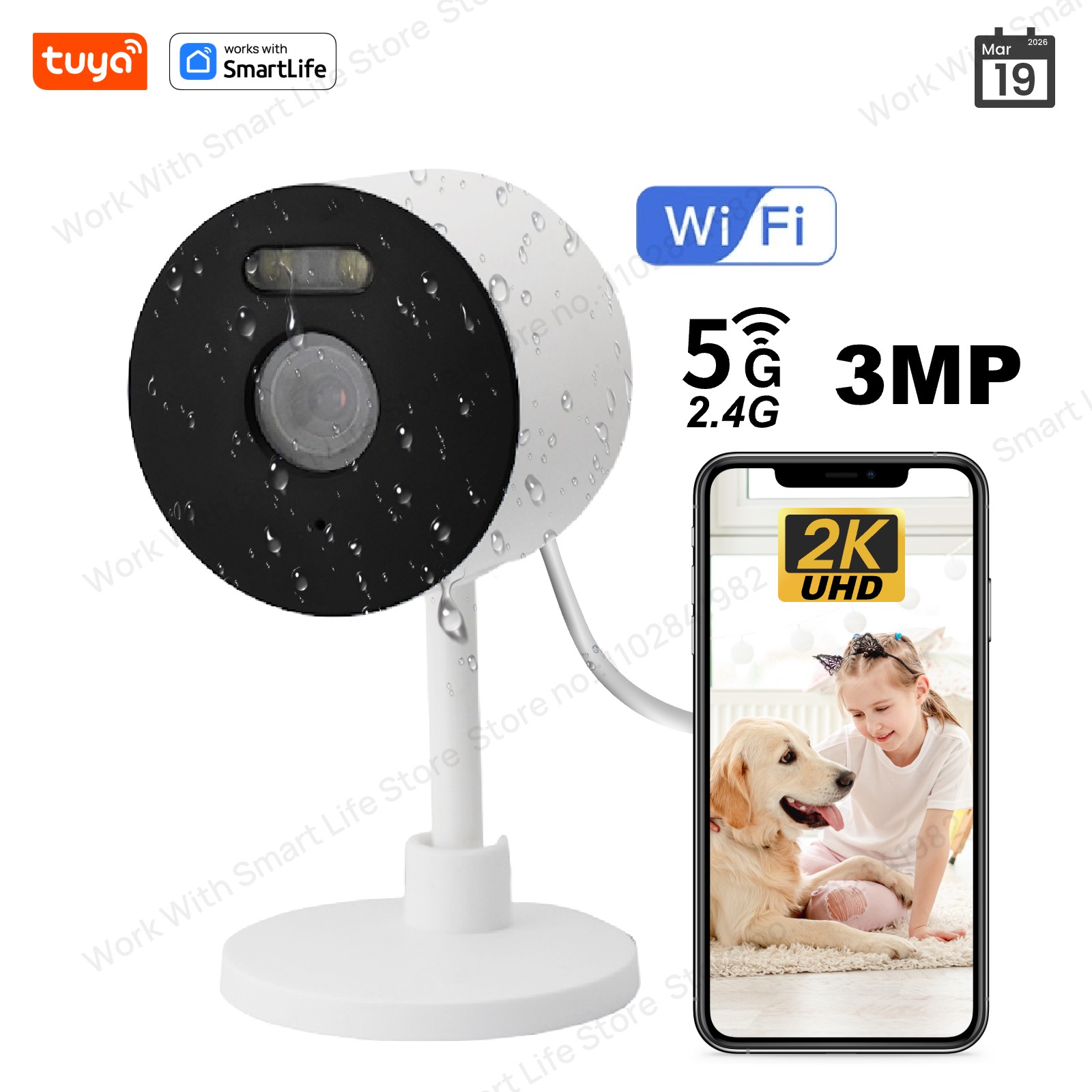 Smart Home Camera Ezviz - 3MP HD Tuya Smart Indoor/Outdoor Security