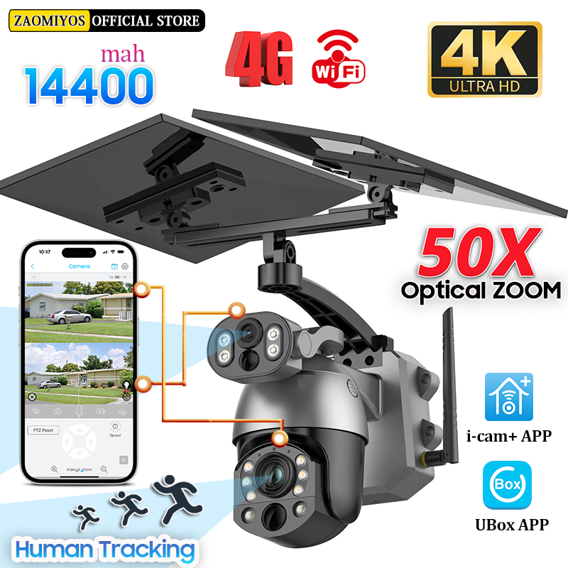 Smart Home Outdoor Camera - 4K 50X ZOOM 10MP Solar Camera