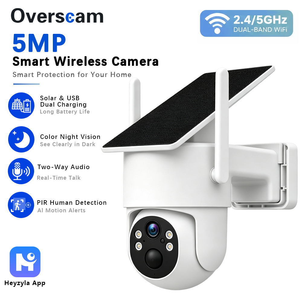 Smart Home Outdoor Camera - 5MP Solar Powered PTZ Camera For