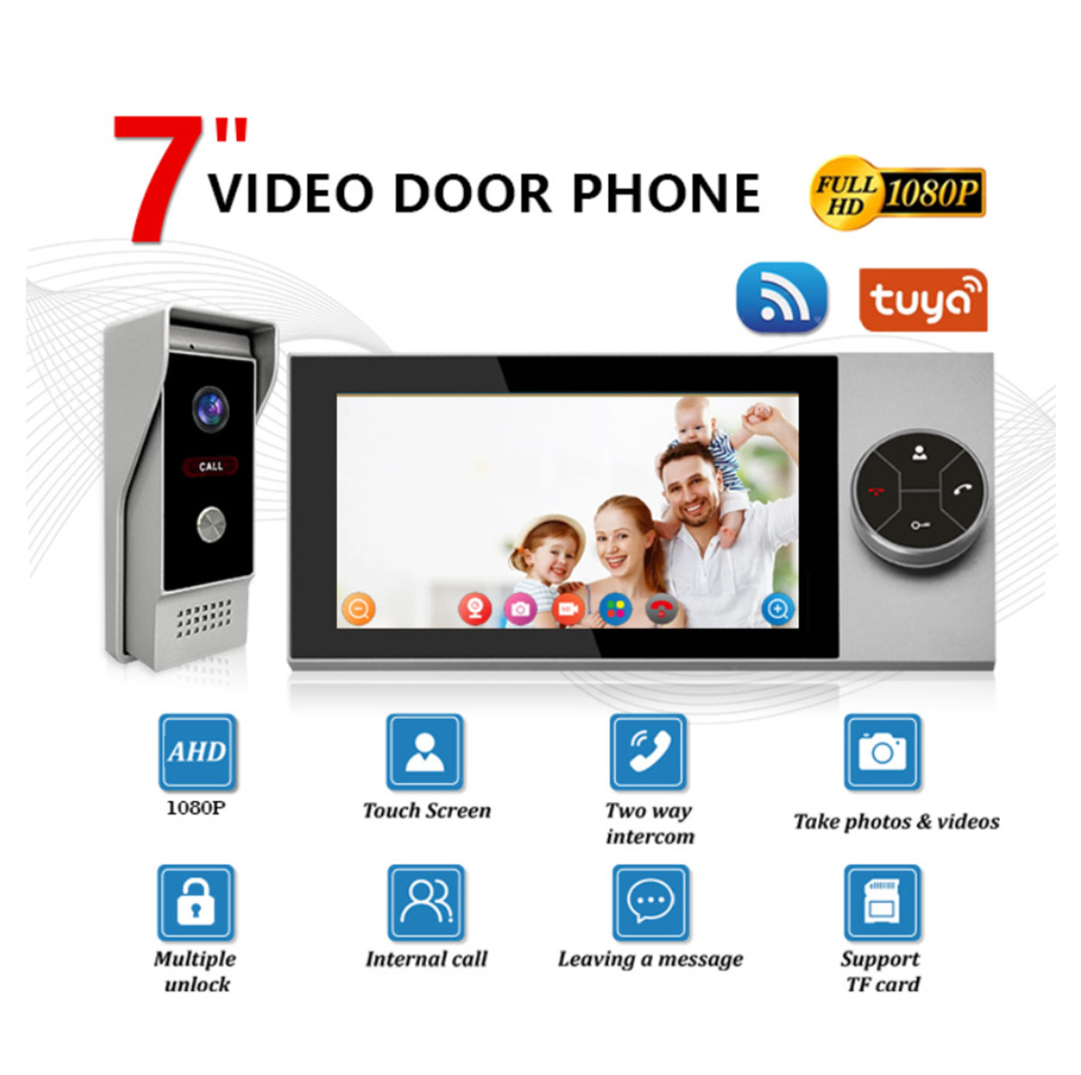 Wifi Doorbell Camera - 7 Inch IPS Screen 2MP Tuya
