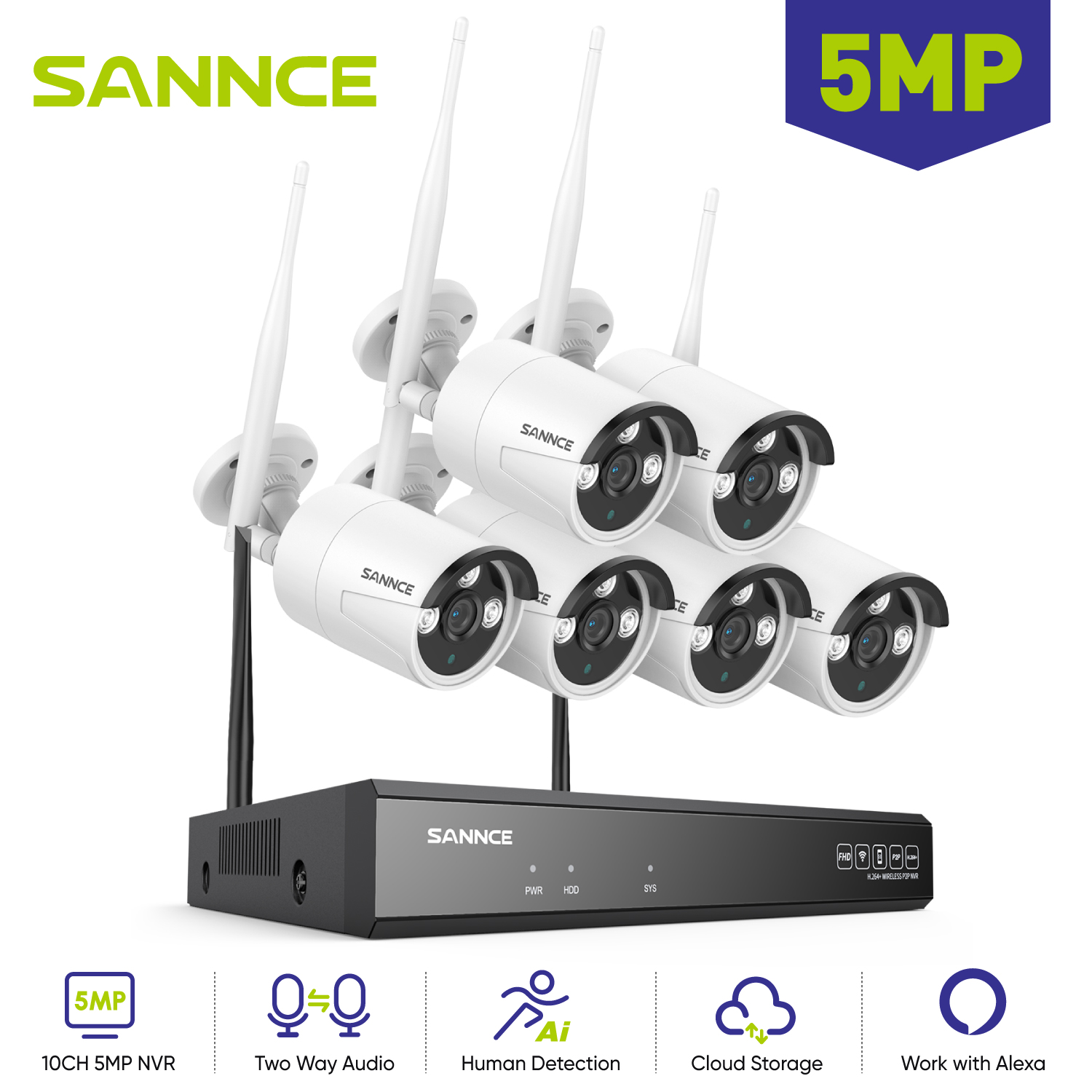 SANNCE 6PCS 5MP Wifi Camera IP - Smart Home Outdoor Camera ulasan dan harga
