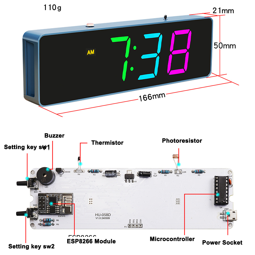 ESP8266 IoT Colorful WiFi Cloc - Smart Home Esp8266 ulasan dan harga