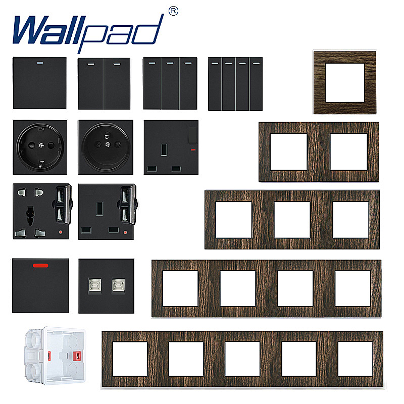 Wood Design EU Socket Wallpad  - Smart Home Or Smart Home ulasan dan harga