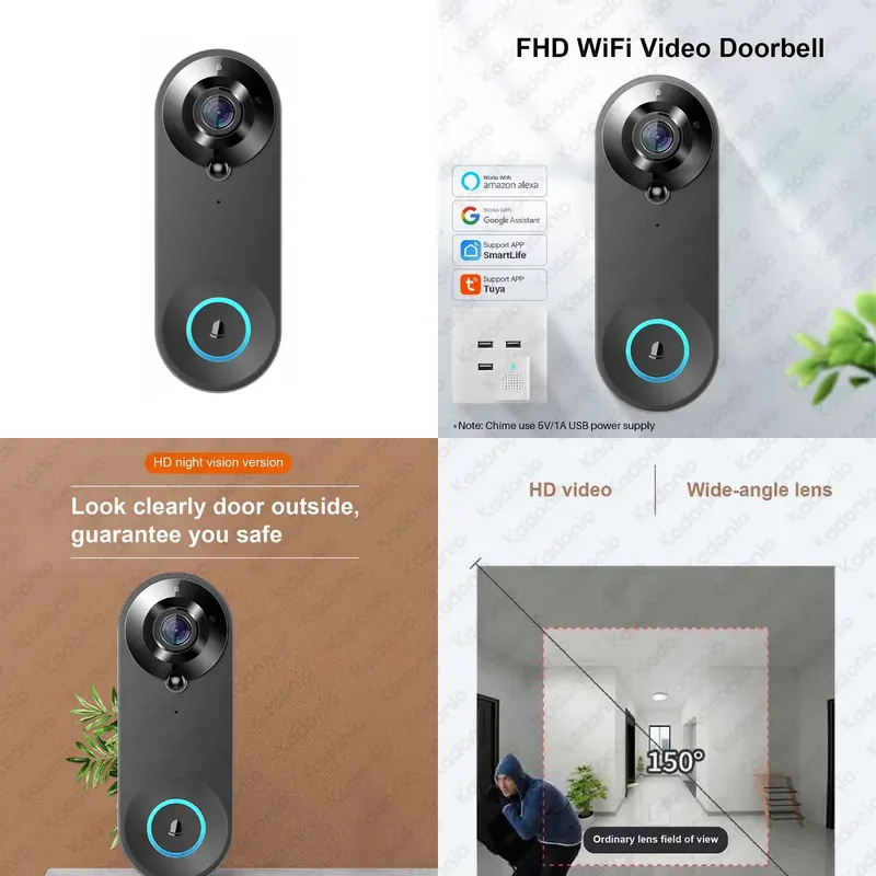 Kadonio 1080P WiFi Video Door  - Wifi Doorbell Camera ulasan dan harga