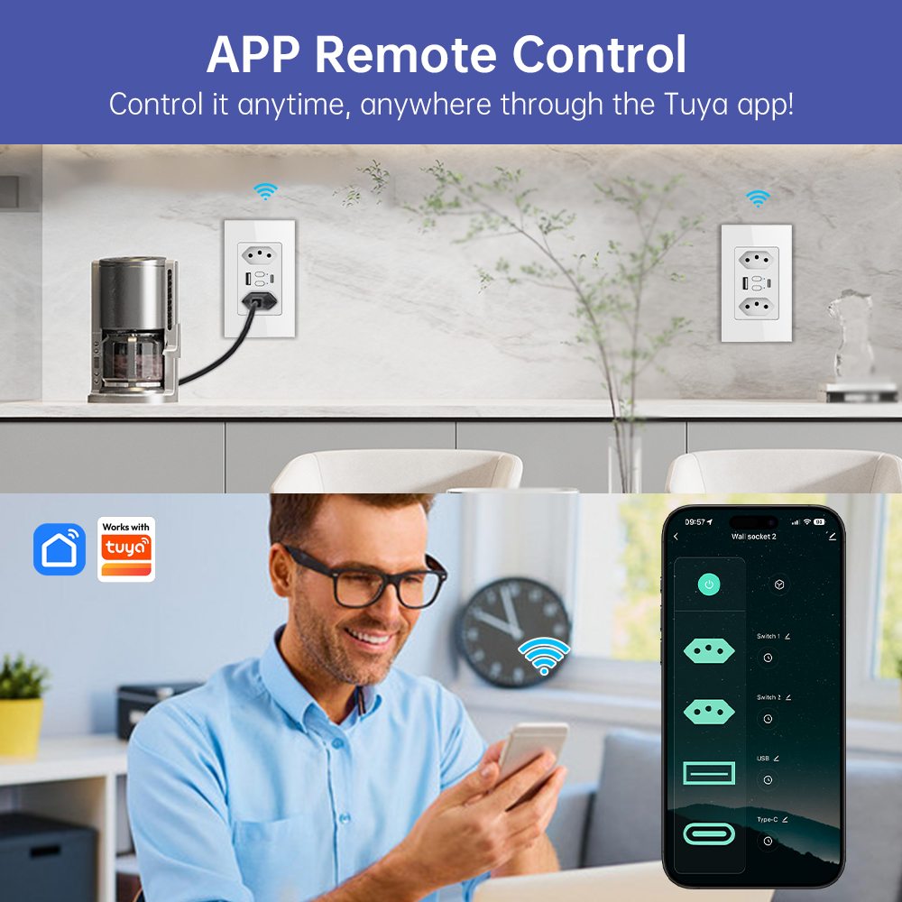 MANHOT Wifi Smart Brazil Socke - Smart Home Energy ulasan dan harga