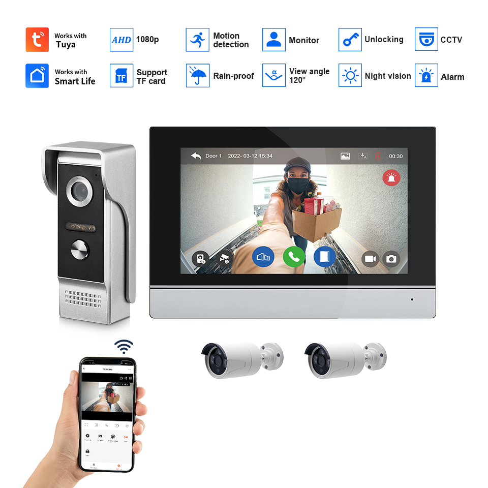 7Inch IPS Screen 2MP  Tuya Rem - Wifi Doorbell Camera ulasan dan harga