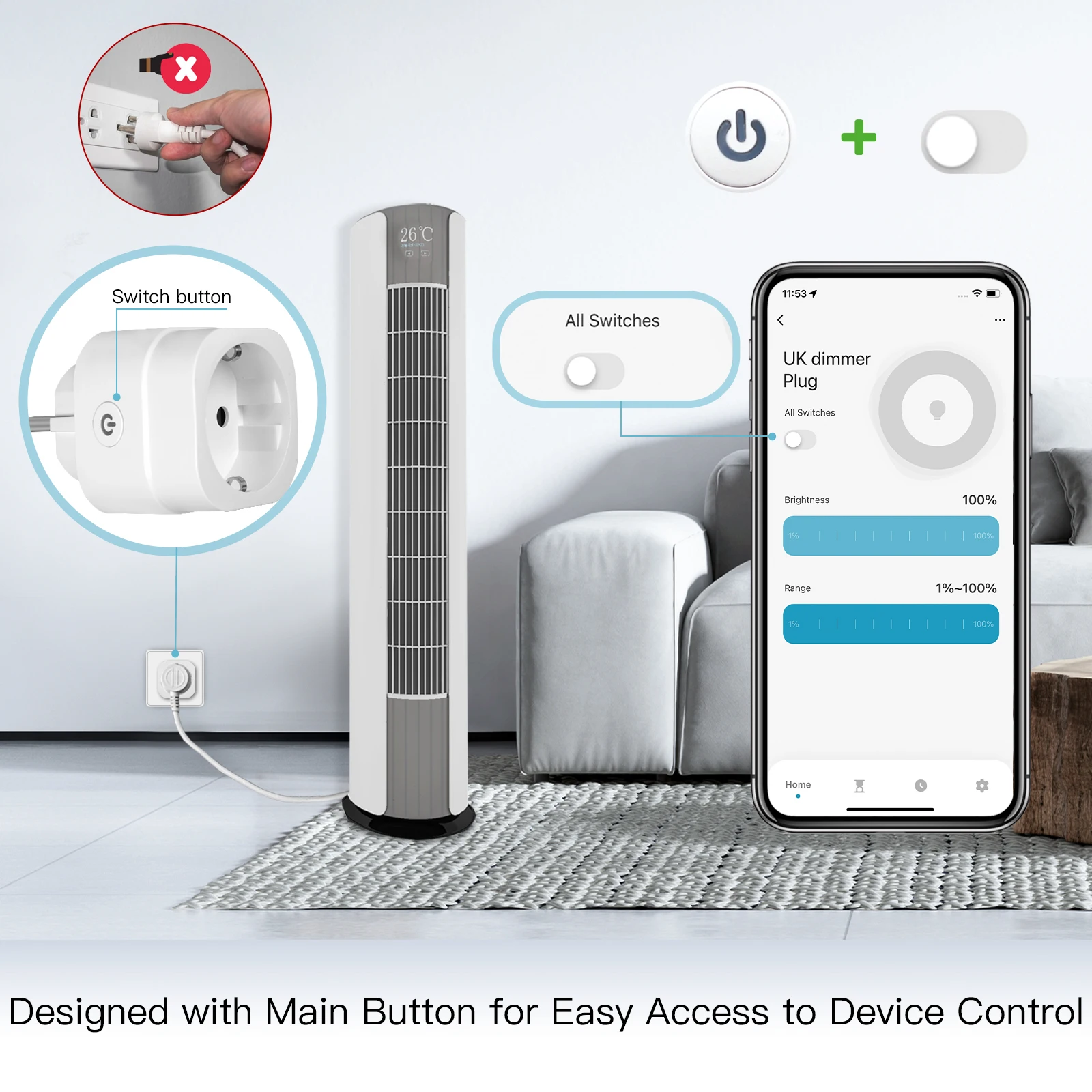MOES Tuya WiFi Smart Plug Dimm - Smart Home Europe ulasan dan harga